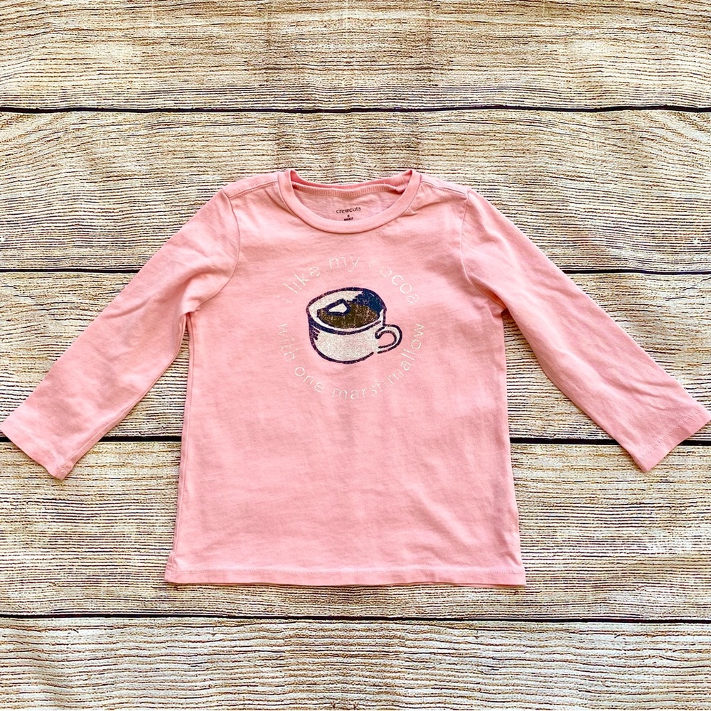 Crewcuts by J. Crew Pink Hot Chocolate Long Sleeve T-shirt Girl's S 3 3T